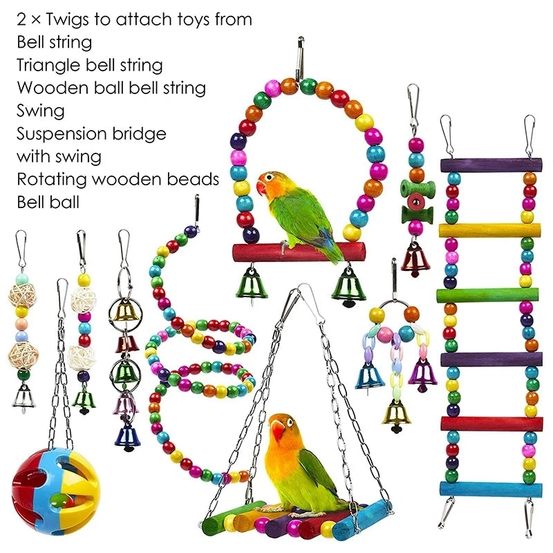 10pcs Bird Toys Chewable Parrot Bird